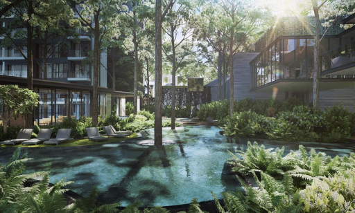 Artist’s impression of pool pavilion at The Clement Canopy condominium by UOL Venture Development and Singland Homes